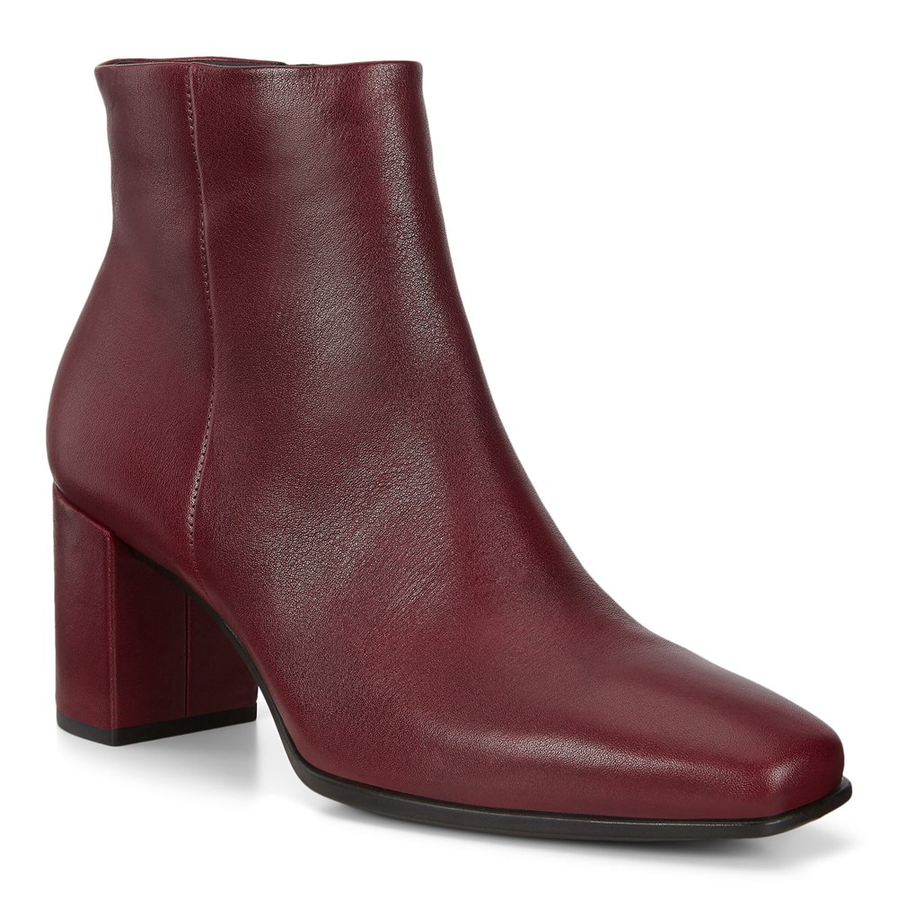 ECCO Womens Boots Burgundy - Shape 60 Squared Zippered - FEB-145239